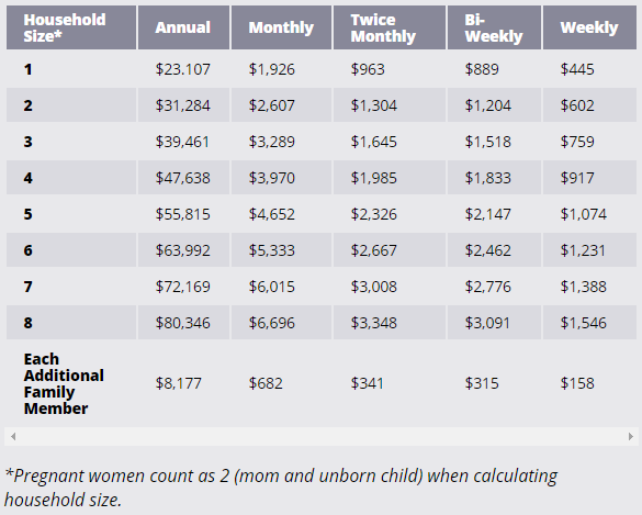 food stamp benefit chart 2021